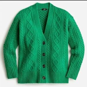 J Crew sweater XXS green cable knit EUC